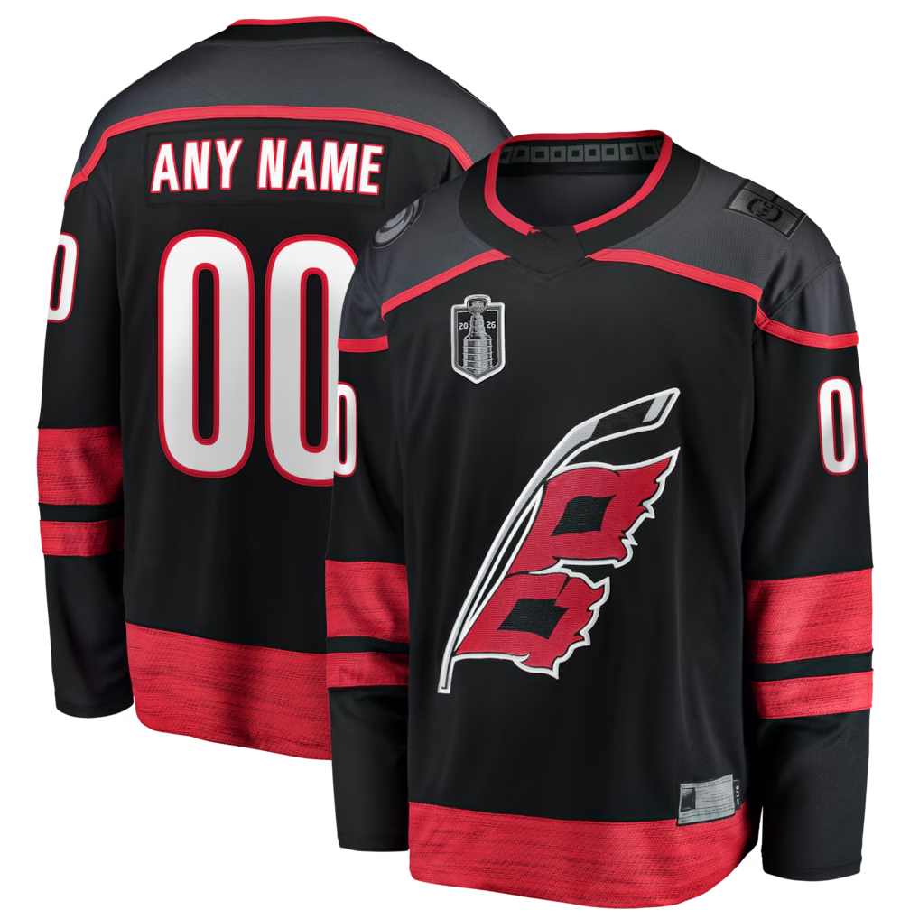 Leonaf Custom C.Hurricanes Black 2026 Stanley Cup Champions Home Breakaway Custom Stitched Jerseys