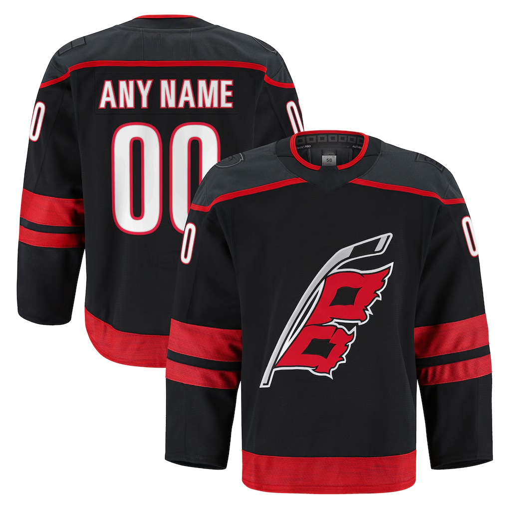 Leonaf Custom C.Hurricanes Black Home Authentic Pro Stitched Jerseys