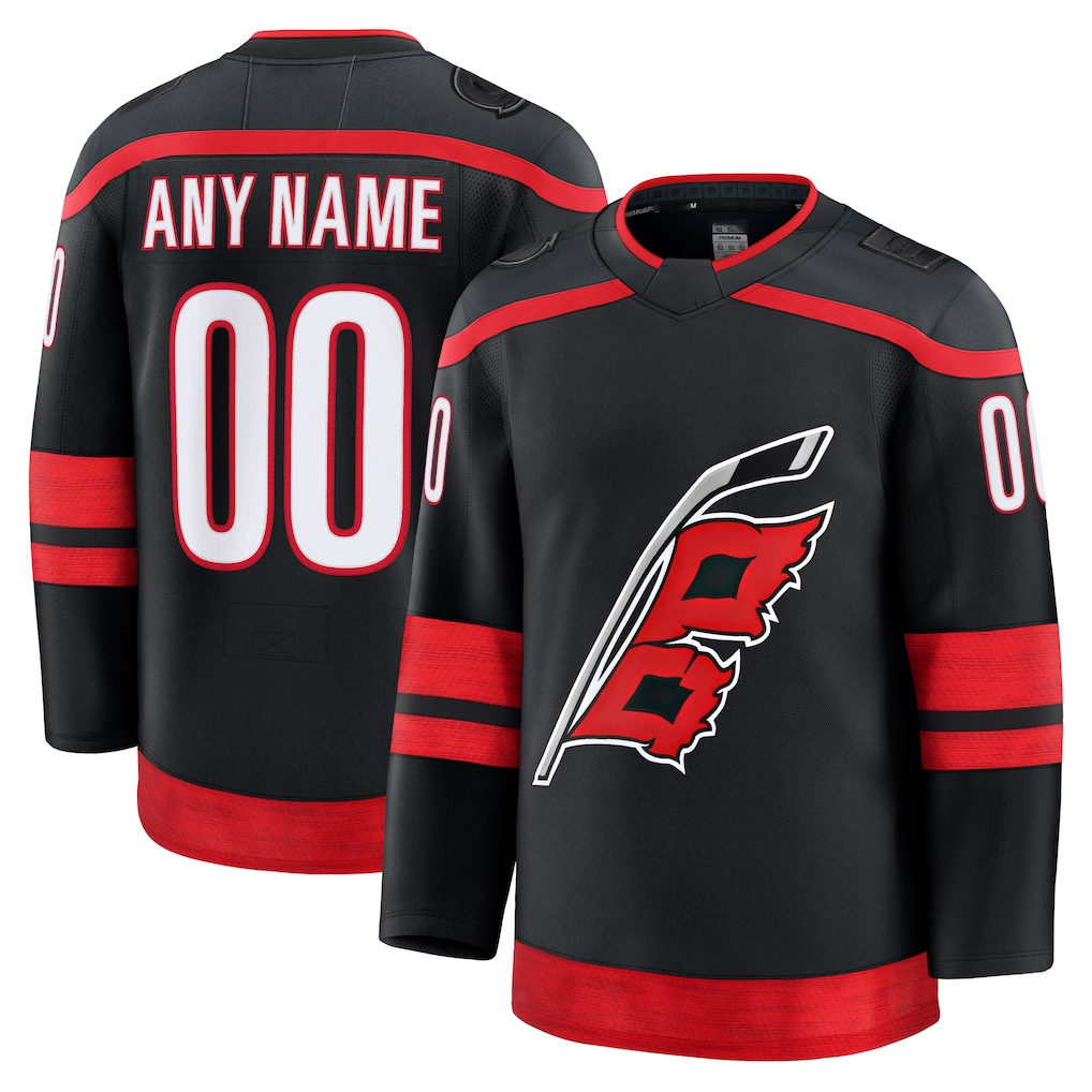 Leonaf Custom C.Hurricanes Black Home Premium Stitched Jerseys