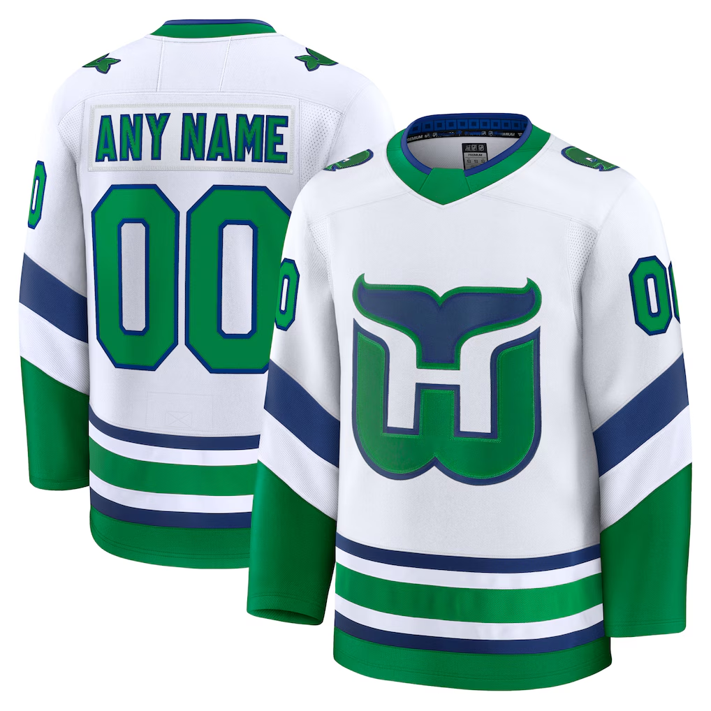 Leonaf Custom C.Hurricanes White Throwback Premium Stitched Jerseys