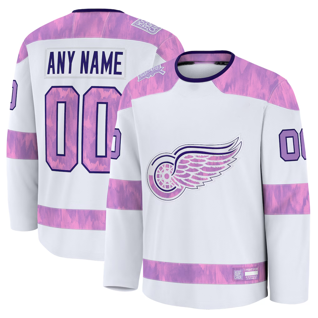 Leonaf Custom DR.Wings White 2024 Hockey Fights Cancer Practice Jerseys