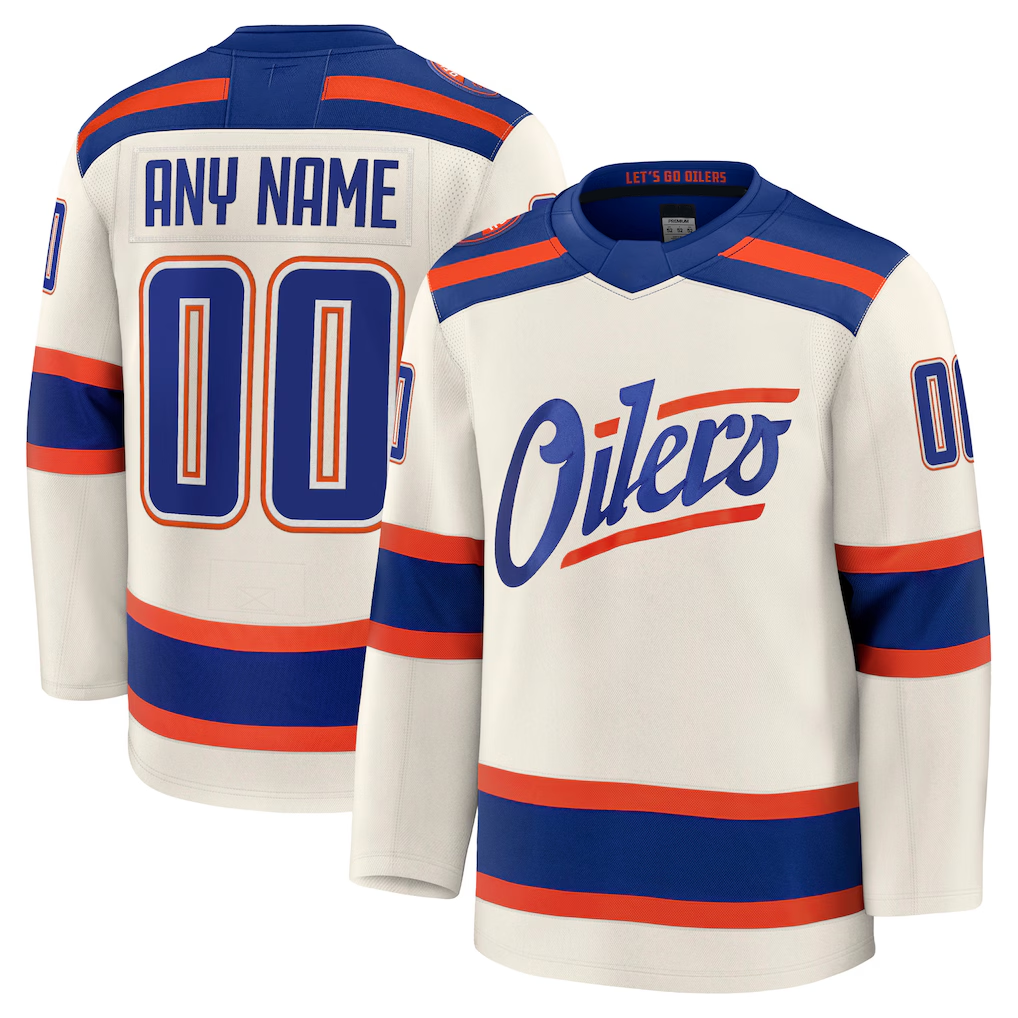 Leonaf Custom E.Oilers Light Beige Alternate Premium Jerseys