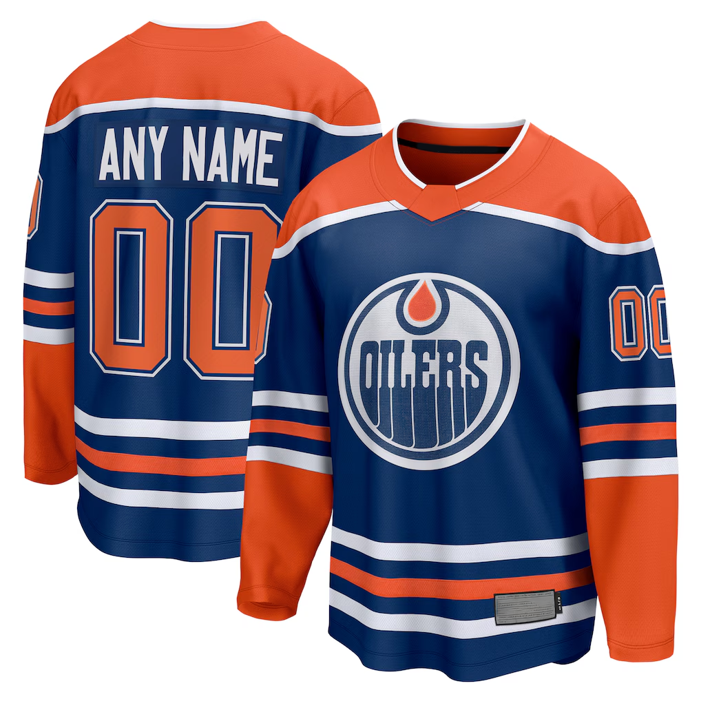 Leonaf Custom E.Oilers Royal Home Breakaway Jerseys