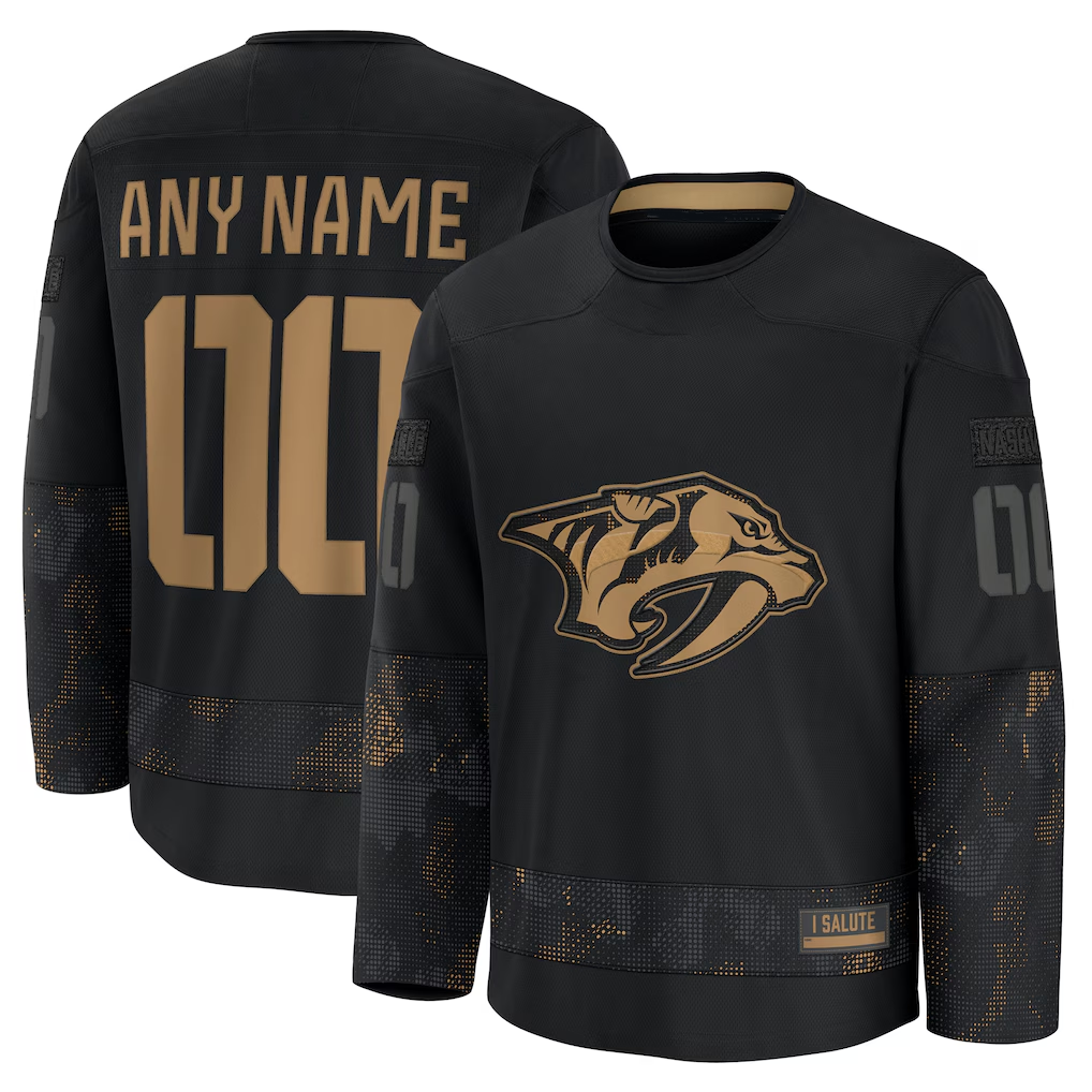 Leonaf Custom N.Predators Black 2024 Military Appreciation Practice Jerseys