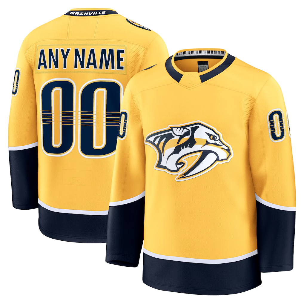 Leonaf Custom N.Predators Gold Home Premium Jerseys