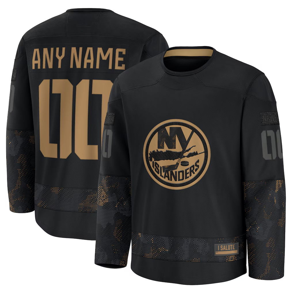 Leonaf Custom NY.Islanders Black 2024 Military Appreciation Practice Jerseys