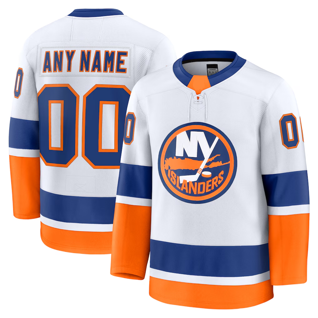 Leonaf Custom NY.Islanders White Away Premium Jerseys