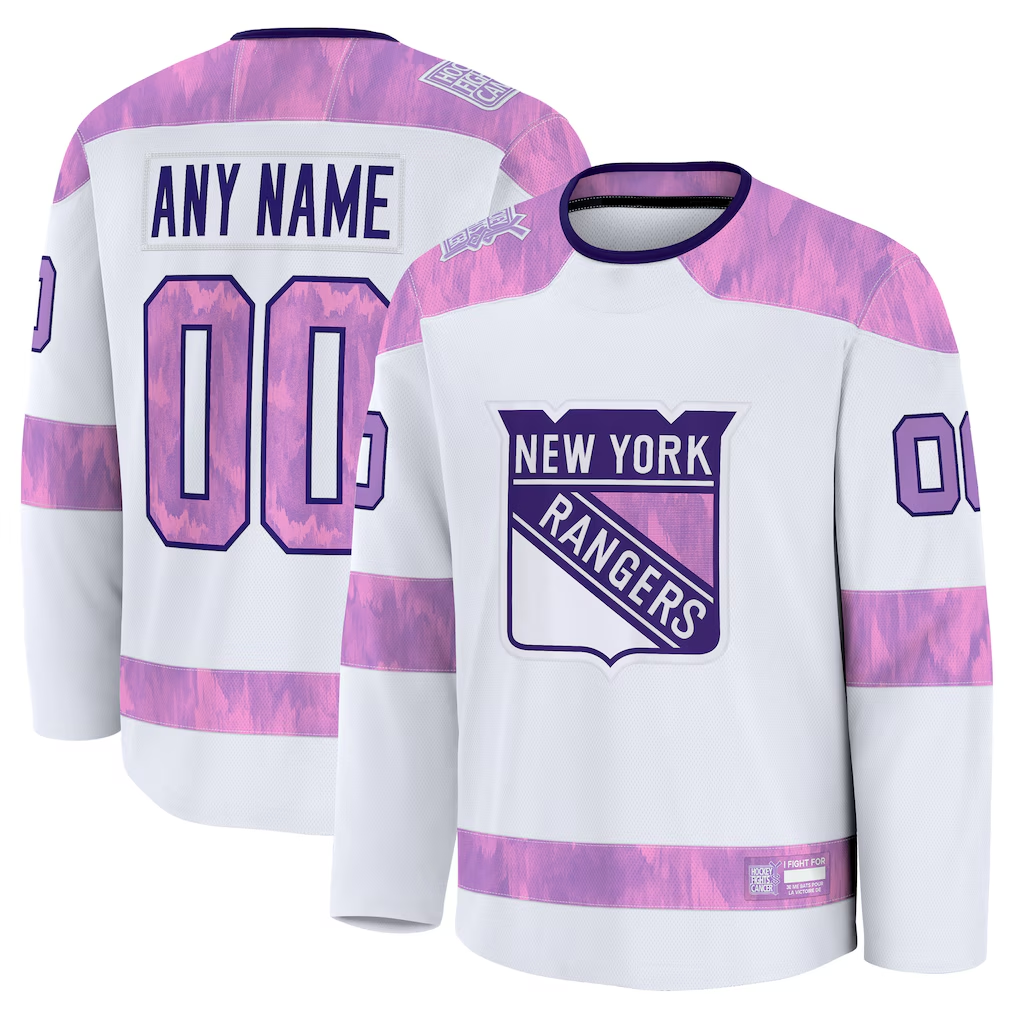 Leonaf Custom NY.Rangers White 2024 Hockey Fights Cancer Practice Jerseys