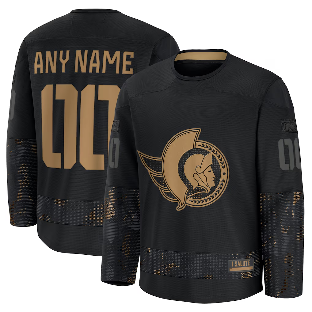 Leonaf Custom O.Senators Black 2024 Military Appreciation Practice Jerseys
