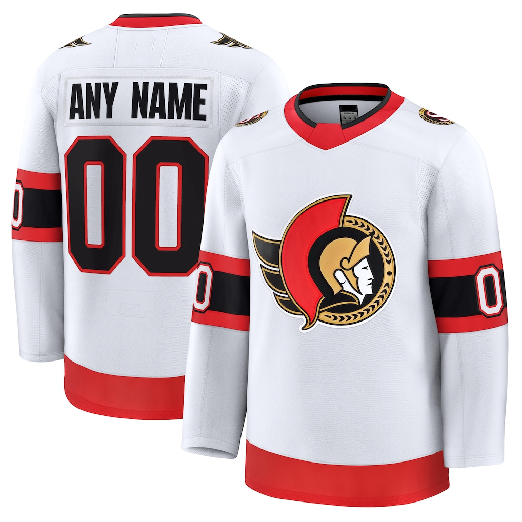 Leonaf Custom O.Senators White Away Premium Jerseys