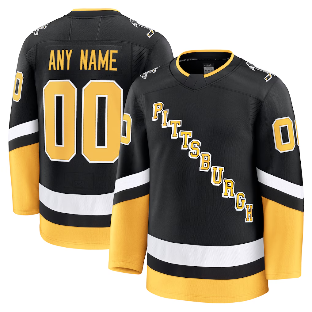 Leonaf Custom P.Penguins Black Alternate Premium Jerseys
