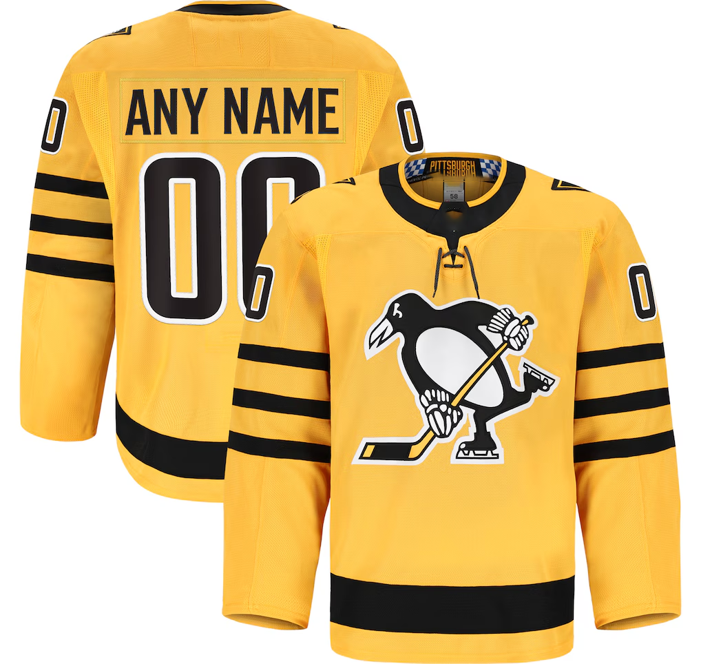 Leonaf Custom P.Penguins Gold Alternate Authentic Pro Jerseys