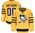 Leonaf Custom P.Penguins Gold Alternate Authentic Pro Jerseys