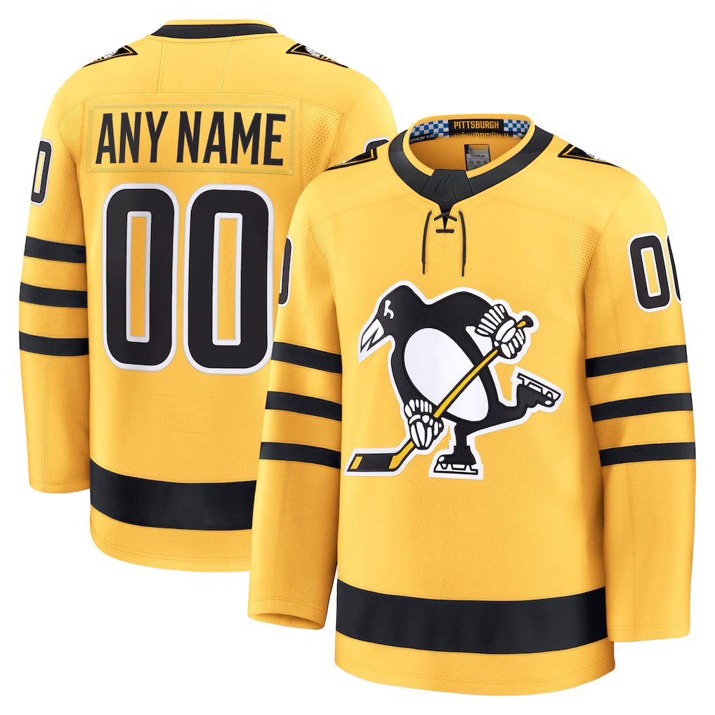 Leonaf Custom P.Penguins Gold Alternate Premium Jerseys