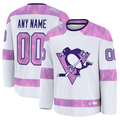 Leonaf Custom P.Penguins White 2024 Hockey Fights Cancer Jerseys