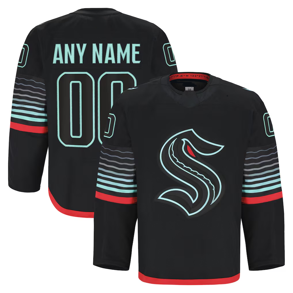 Leonaf Custom S.Kraken Black Alternate Authentic Pro Jerseys