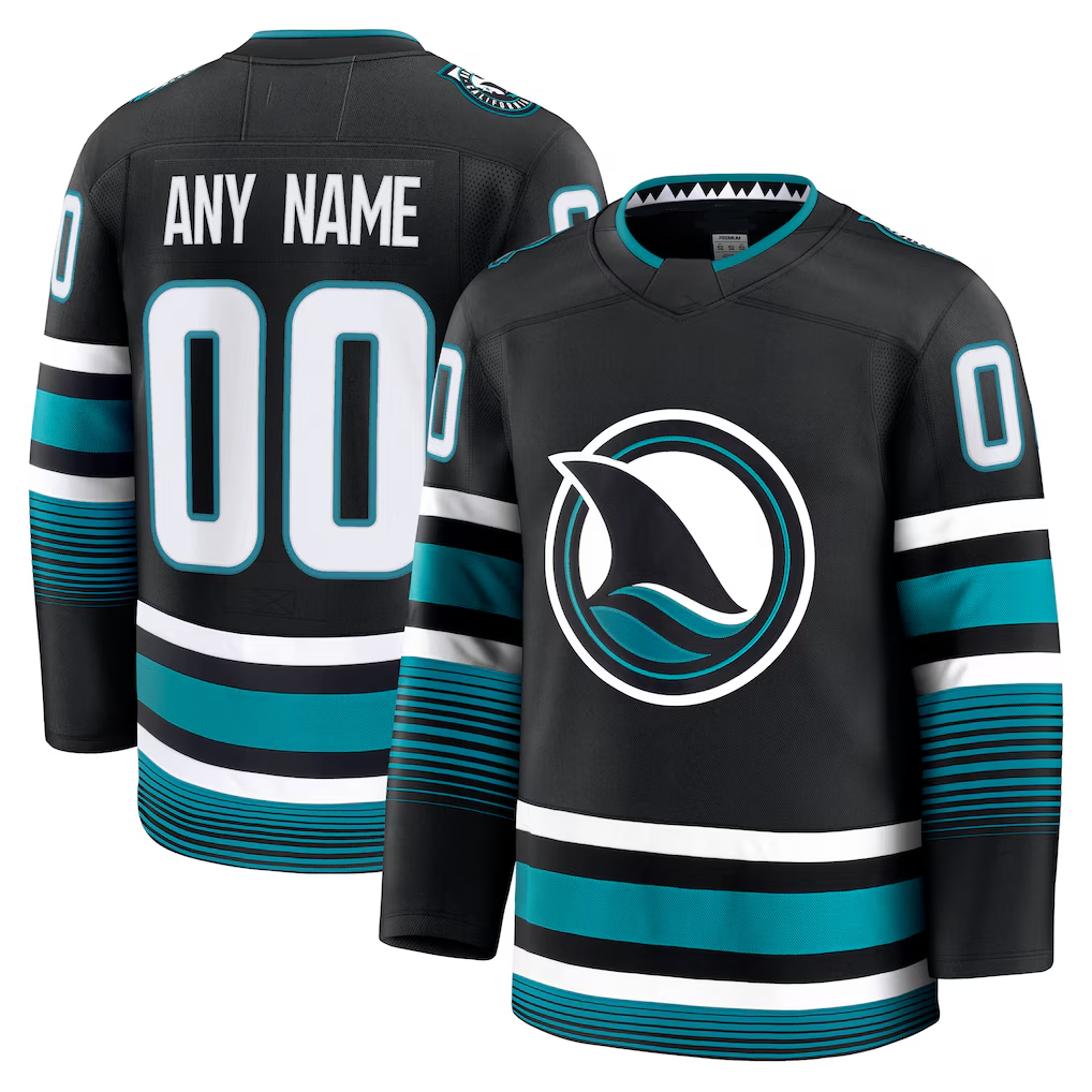Leonaf Custom SJ.Sharks Black Alternate Premium Jerseys