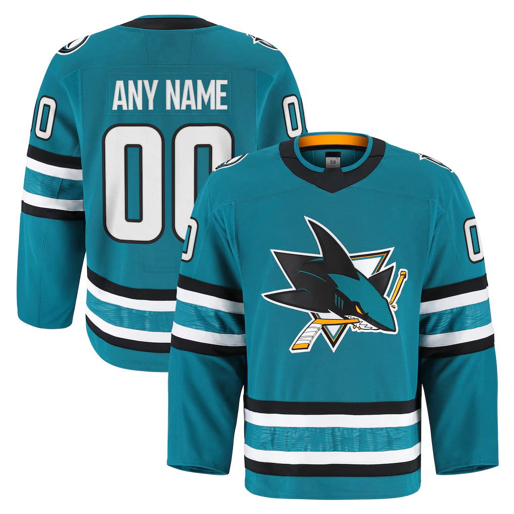 Leonaf Custom SJ.Sharks Teal Home Authentic Pro Jerseys