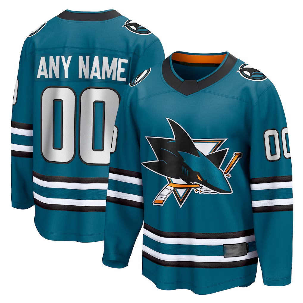 Leonaf Custom SJ.Sharks Teal Home Breakaway Jerseys