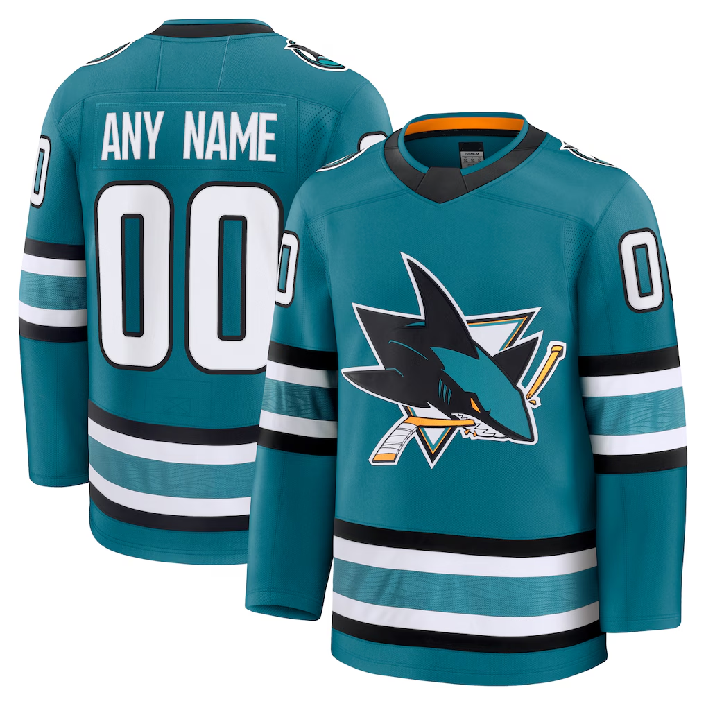 Leonaf Custom SJ.Sharks Teal Home Premium Jerseys