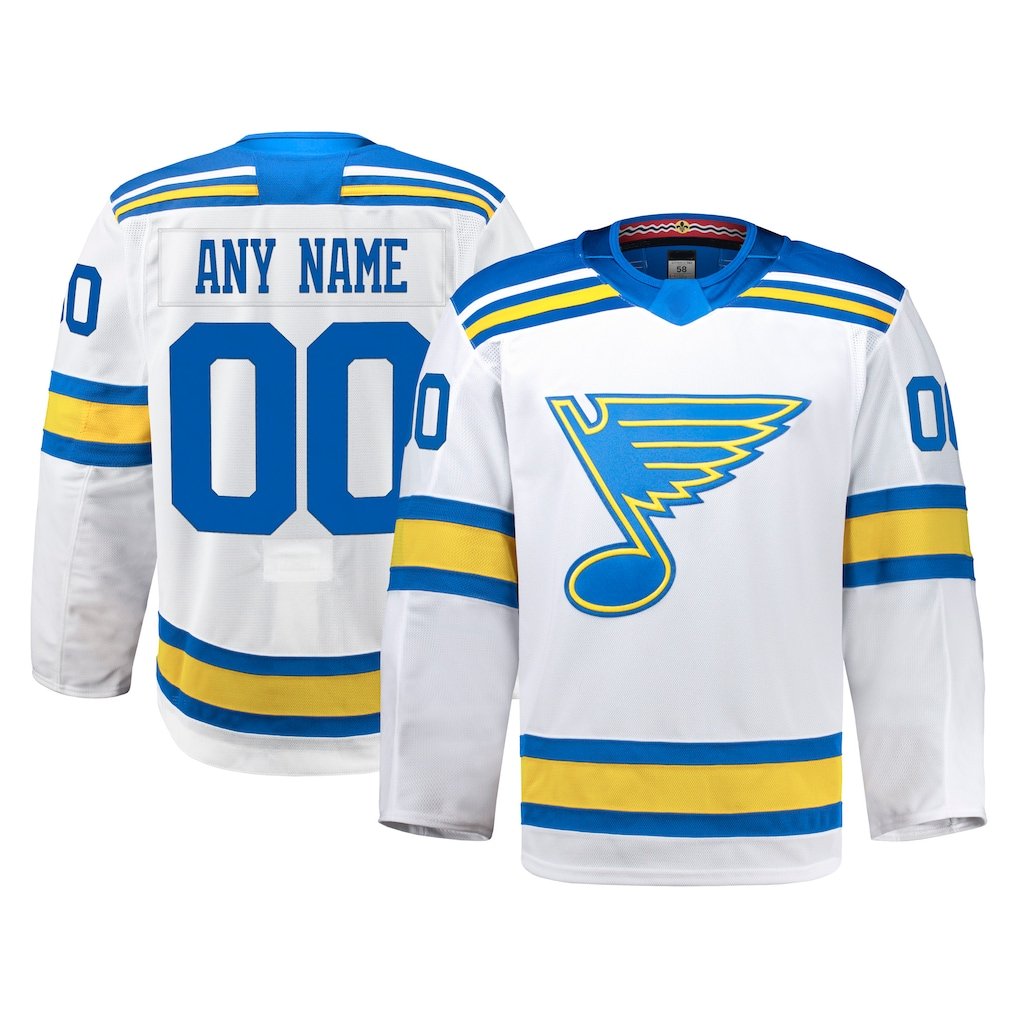 Leonaf Custom SL.Blues White Away Authentic Pro Jerseys