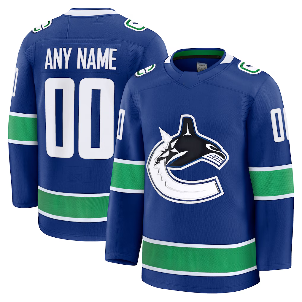 Leonaf Custom V.Canucks Blue Home Premium Jerseys