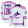 Leonaf Custom V.Canucks White 2024 Hockey Fights Cancer Practice Jerseys