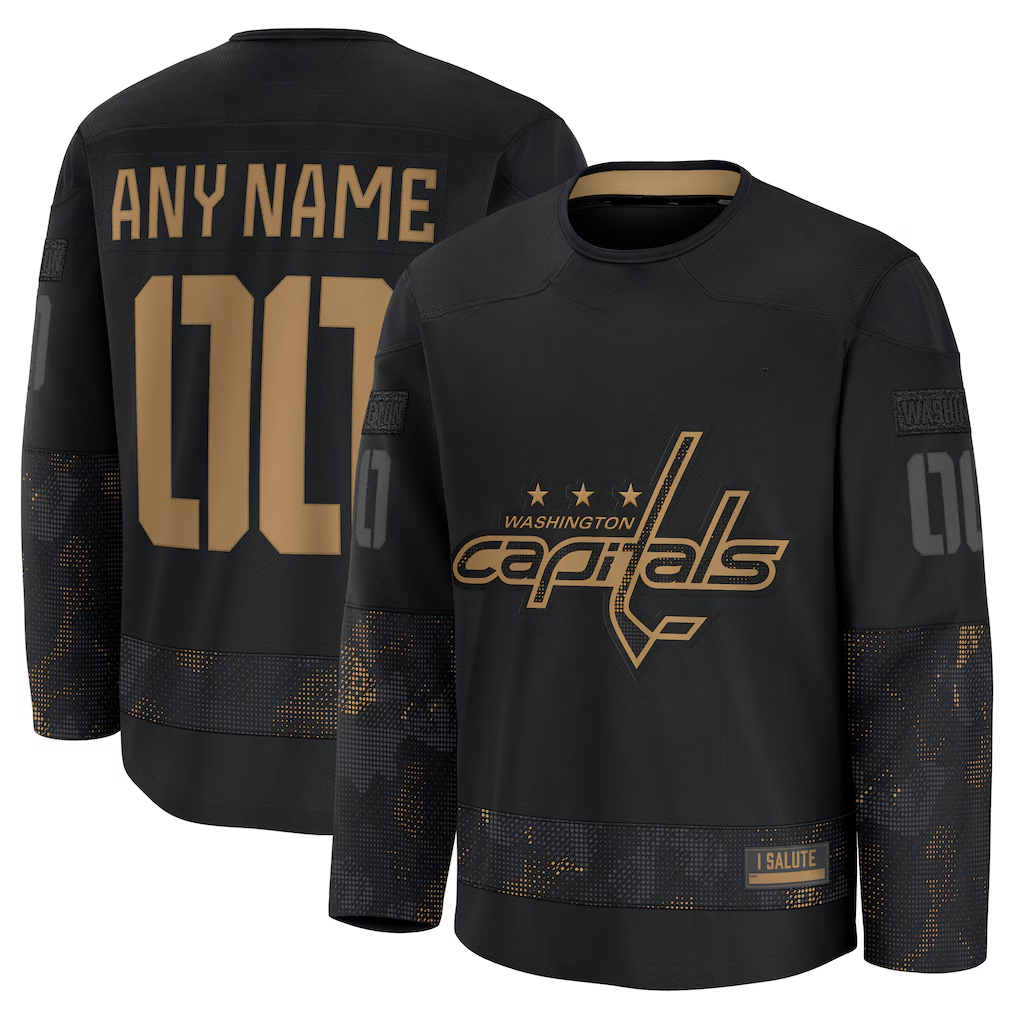 Leonaf Custom W.Capitals Black 2024 Military Appreciation Practice Jerseys