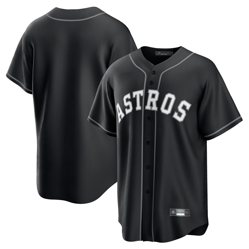Leonaf H.Astros Black Home Game Blank Player Stitched Jerseys