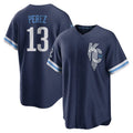 Leonaf KC.Royals #13 Salvador Perez Player Navy City Connect Home Game Stitched Jerseys