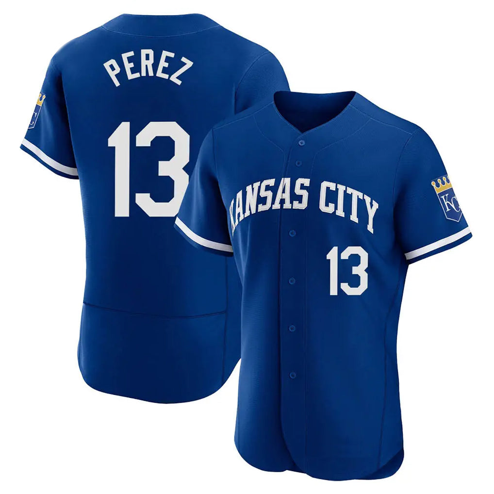 Leonaf KC.Royals #13 Salvador Perez Player Royal City Connect Limited Elite Home Game Stitched Jerseys