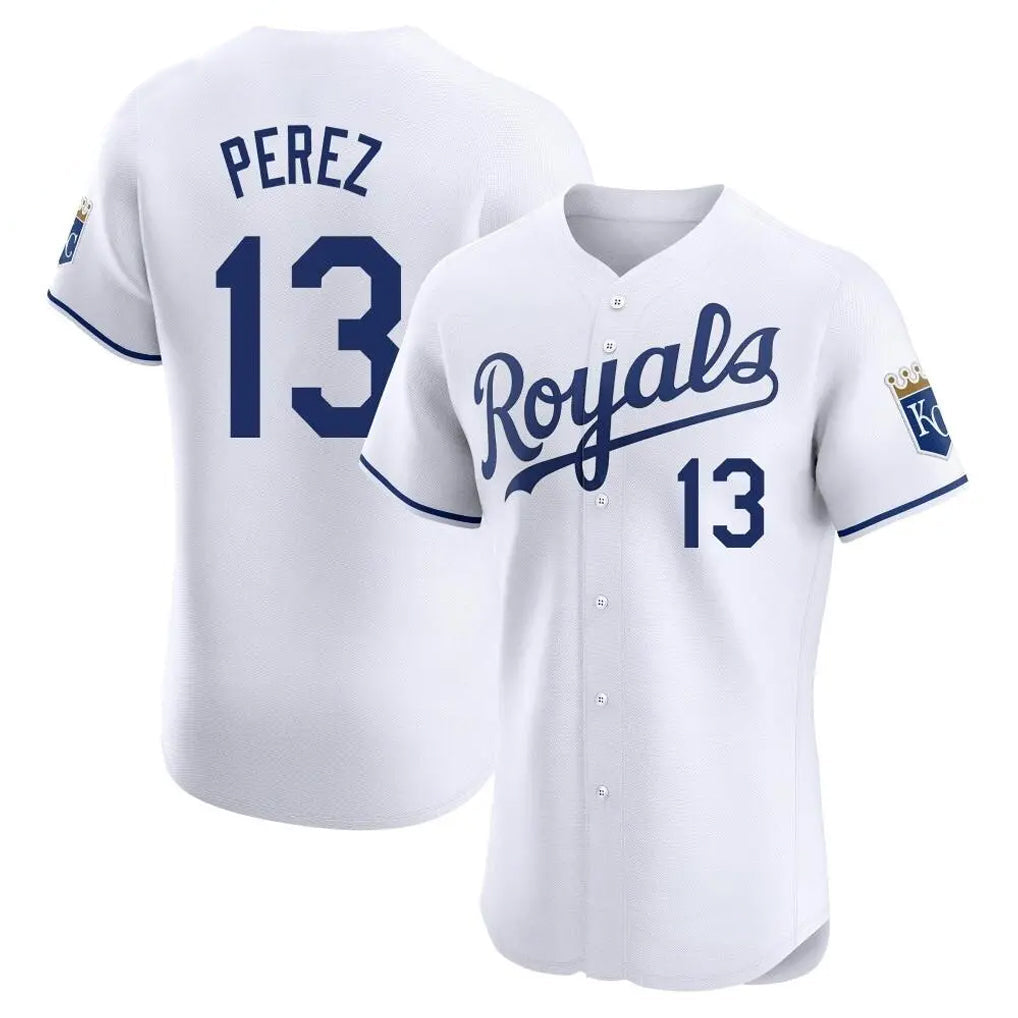 Leonaf KC.Royals #13 Salvador Perez Player White Alt Limited Elite Home Stitched Jerseys