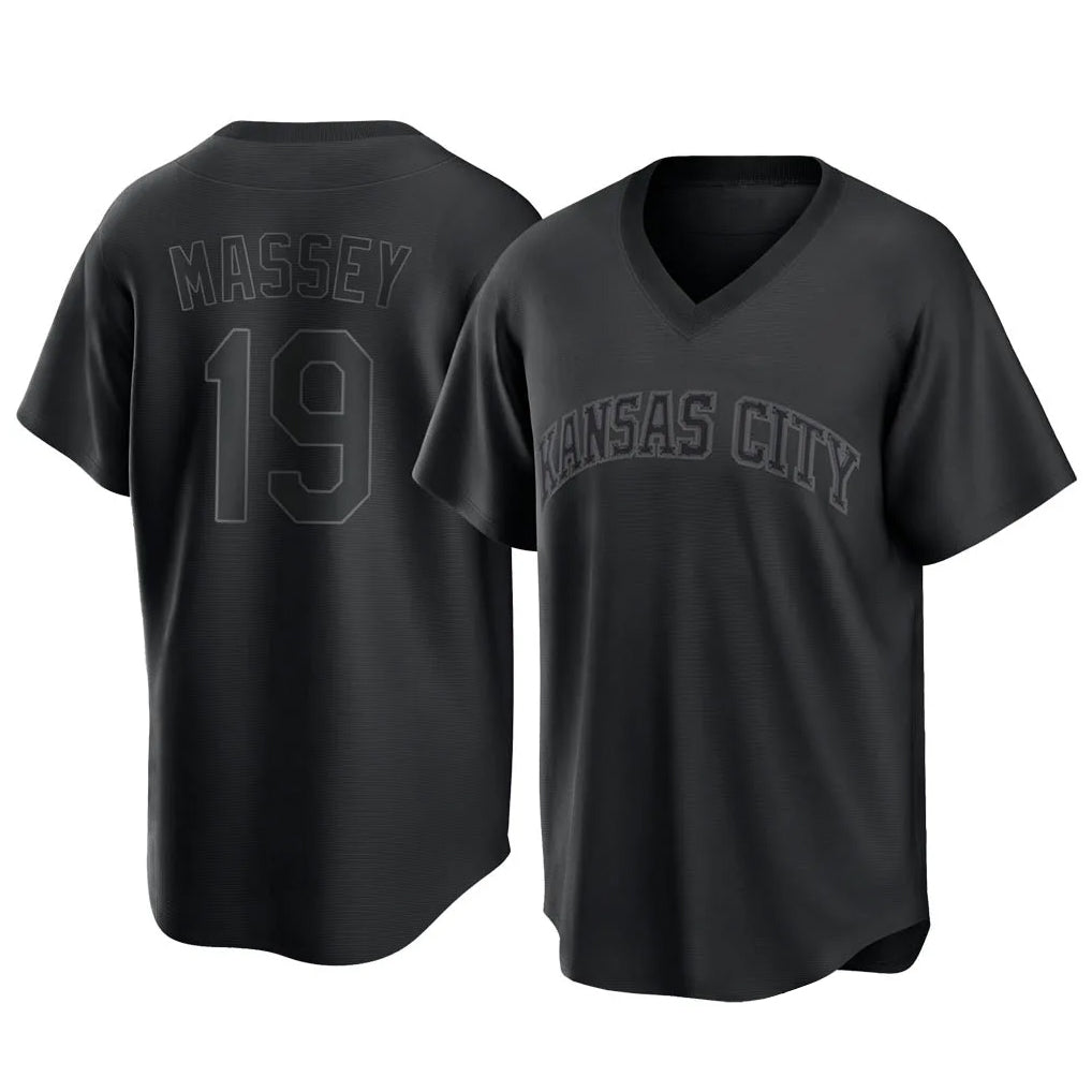 Leonaf KC.Royals #19 Michael Massey Player Black Fashion Game Stitched Jerseys