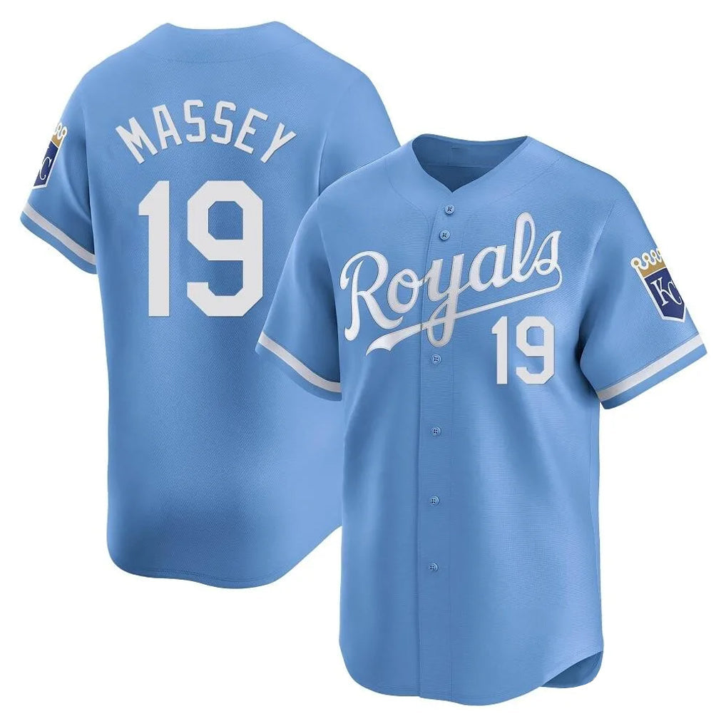 Leonaf KC.Royals #19 Michael Massey Player Light Blue Alt Limited Home Stitched Jerseys