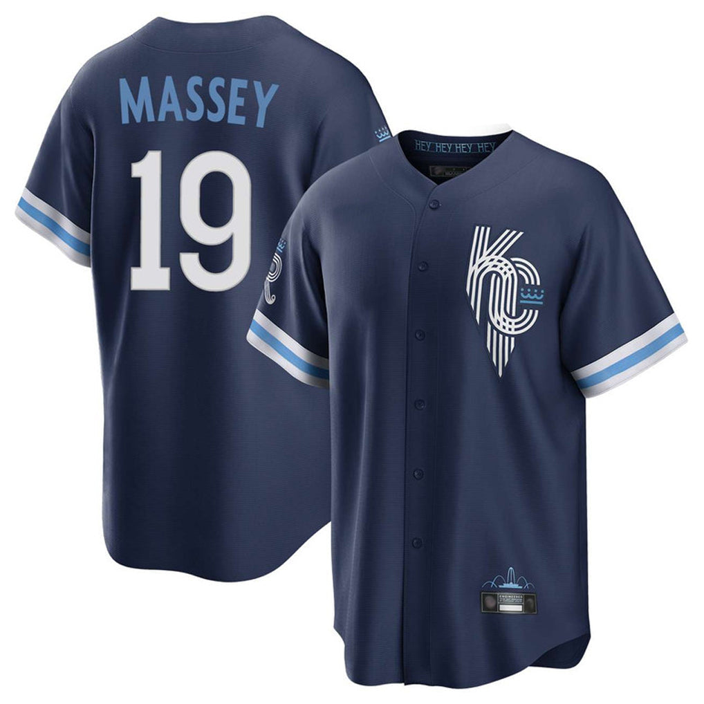Leonaf KC.Royals #19 Michael Massey Player Navy City Connect Home Game Stitched Jerseys