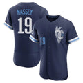 Leonaf KC.Royals #19 Michael Massey Player Navy City Connect Limited Elite Home Stitched Jerseys