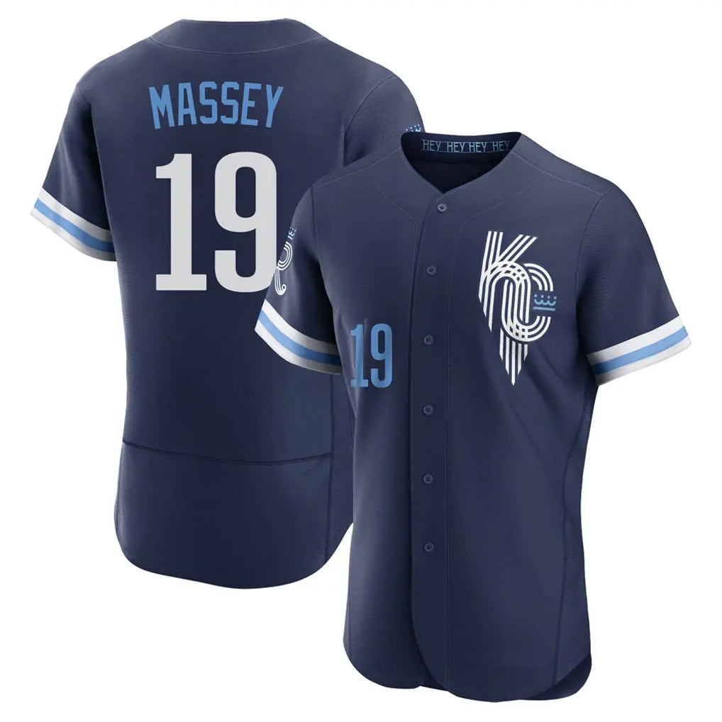 Leonaf KC.Royals #19 Michael Massey Player Navy City Connect Limited Elite Home Stitched Jerseys