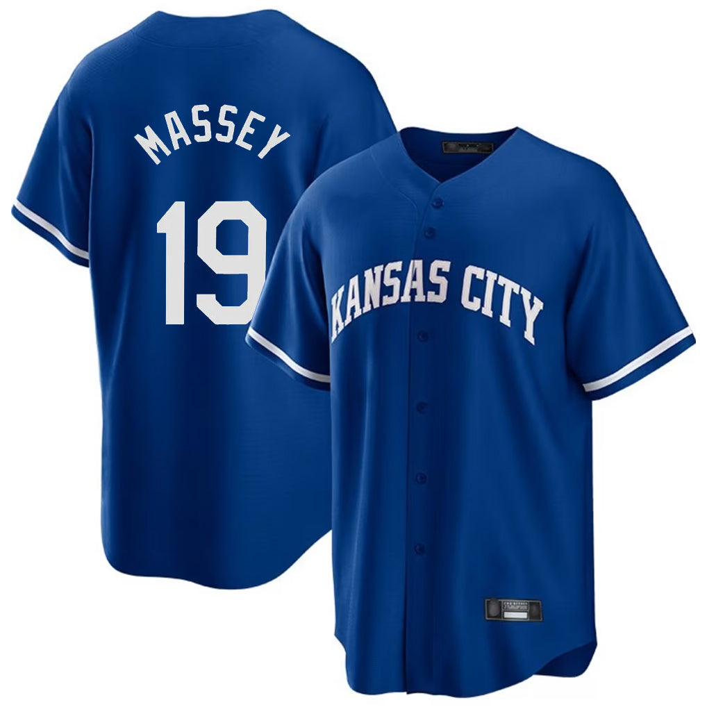 Leonaf KC.Royals #19 Michael Massey Player Royal Game Home Stitched Jerseys