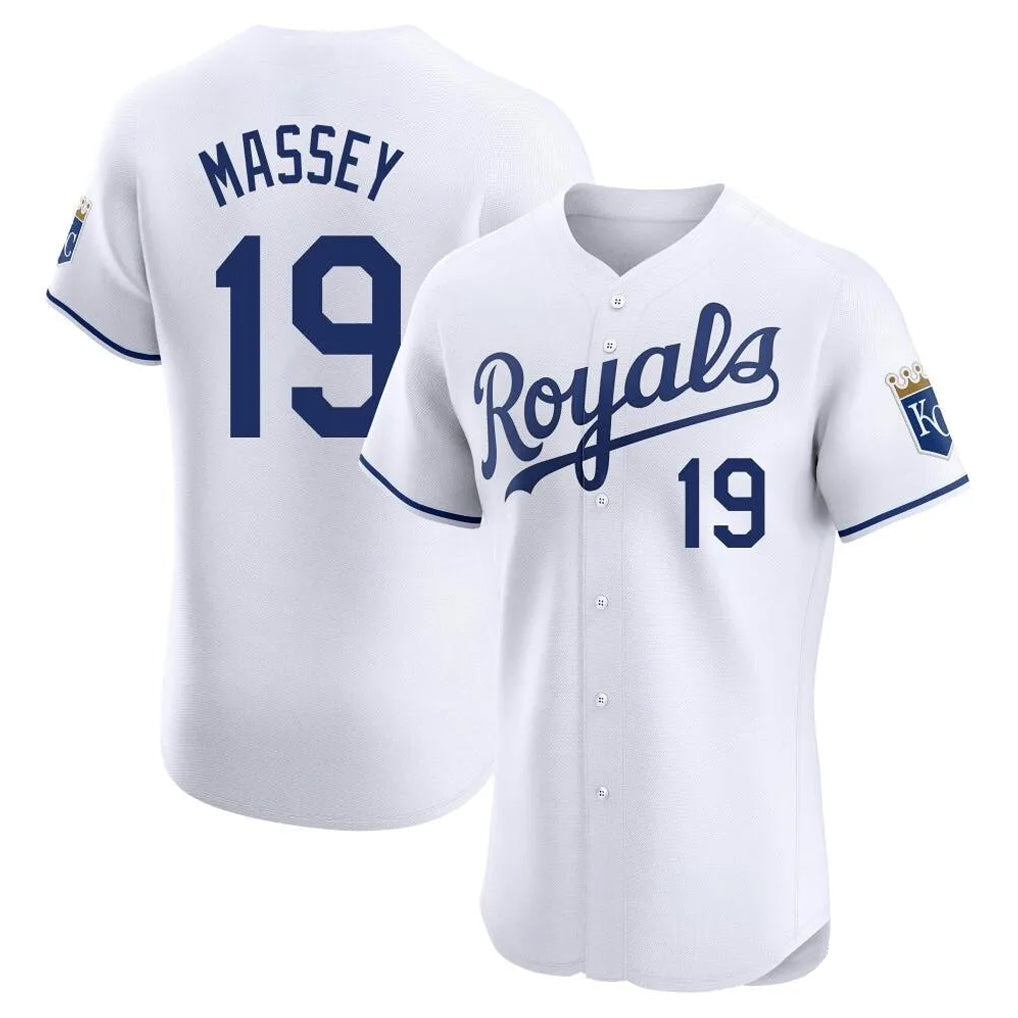 Leonaf KC.Royals #19 Michael Massey Player White Alt Limited Elite Home Stitched Jerseys