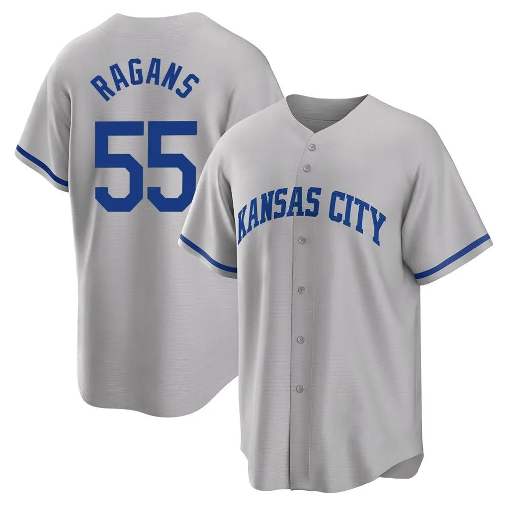 Leonaf KC.Royals #55 Cole Ragans Player Gray Game Home Stitched Jerseys