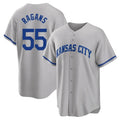 Leonaf KC.Royals #55 Cole Ragans Player Gray Game Home Stitched Jerseys