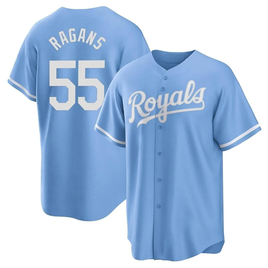 Leonaf KC.Royals #55 Cole Ragans Player Light Blue Home Game Stitched Jerseys