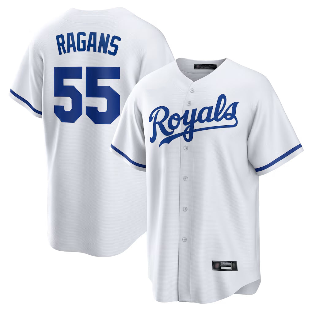 Leonaf KC.Royals #55 Cole Ragans Player White Home Game Stitched Jerseys