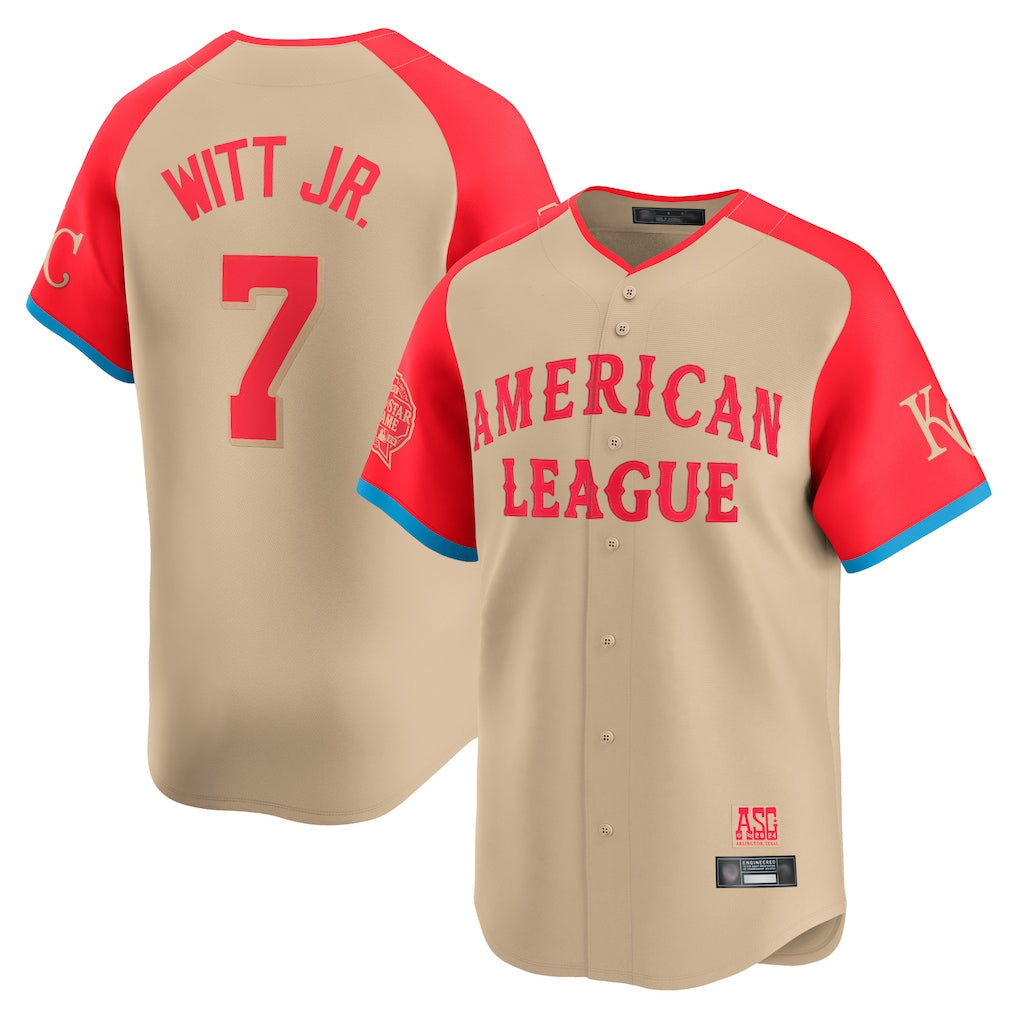 Leonaf KC.Royals #7 Bobby Witt Jr. Player Cream American League All-Star Game Limited Home Stitched Jerseys