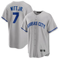 Leonaf KC.Royals #7 Bobby Witt Jr. Player Gray Game Home Stitched Jerseys