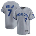 Leonaf KC.Royals #7 Bobby Witt Jr. Player Gray Limited Home Stitched Jerseys