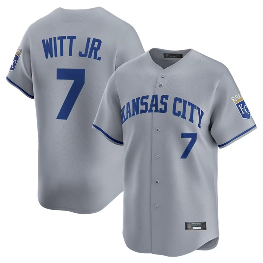 Leonaf KC.Royals #7 Bobby Witt Jr. Player Gray Limited Home Stitched Jerseys