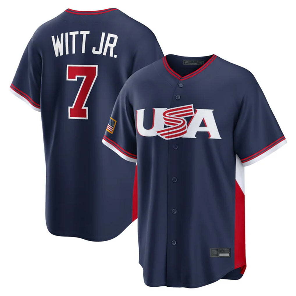 Leonaf KC.Royals #7 Bobby Witt Jr. Player Navy USA 2026 World Classic Game Stitched Jerseys