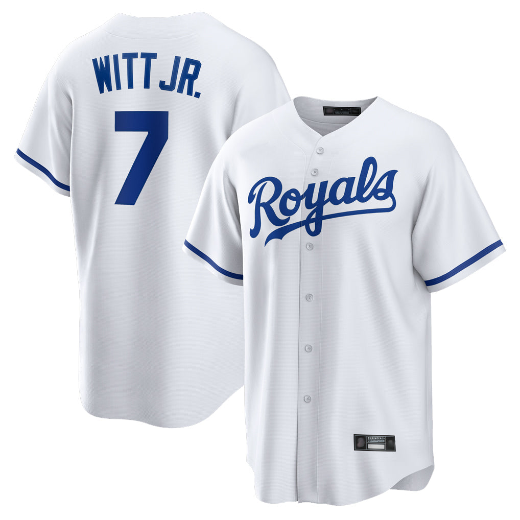 Leonaf KC.Royals #7 Bobby Witt Jr. Player White Home Game Stitched Jerseys