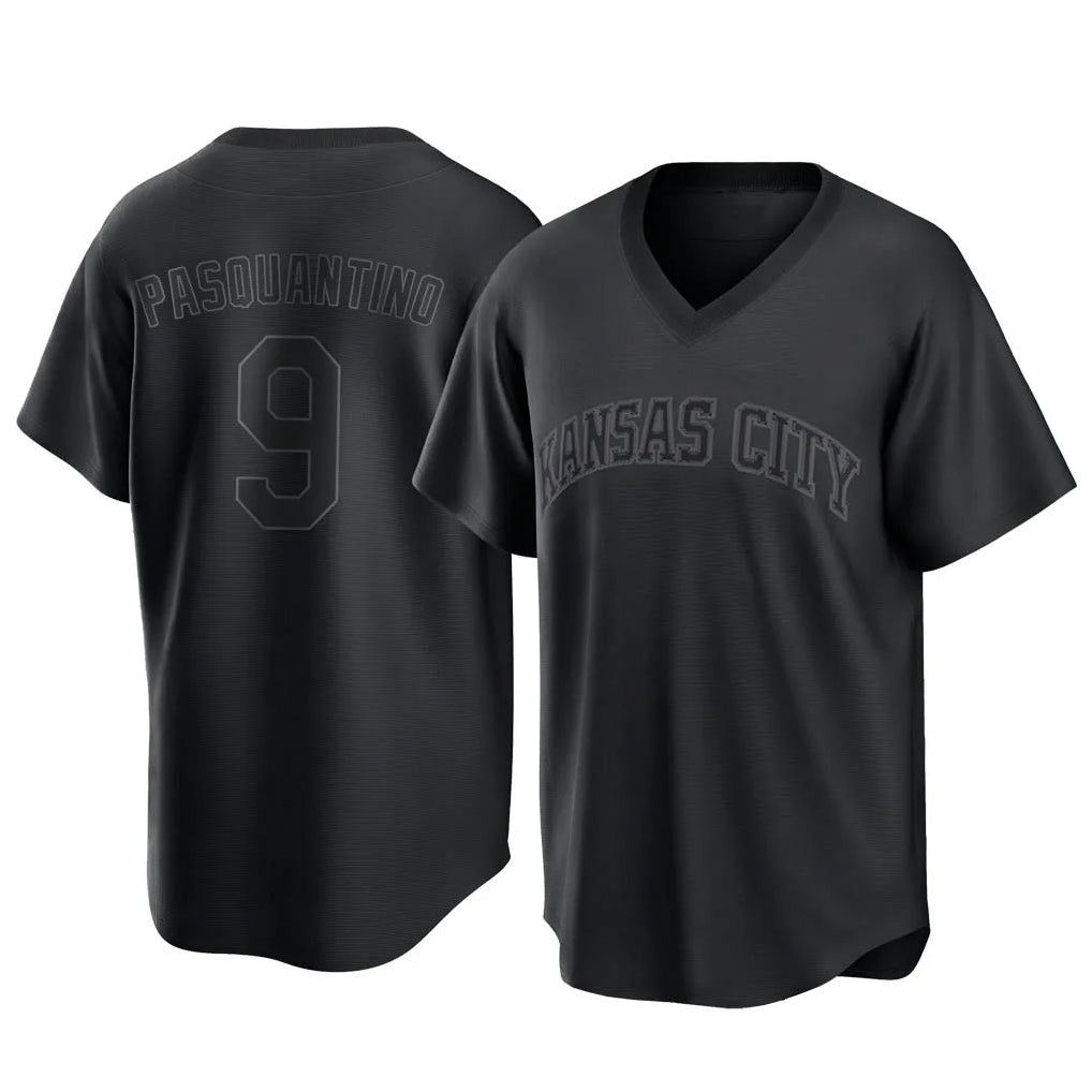 Leonaf KC.Royals #9 Vinnie Pasquantino Player Black Fashion Game Stitched Jerseys